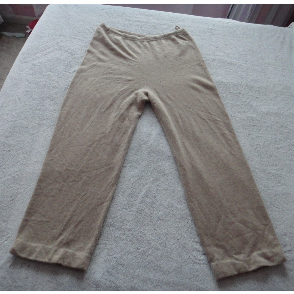 Neiman Marcus Cashmere Pants Womens XL Tan Beige Straight Leg Knit Lounge Luxury